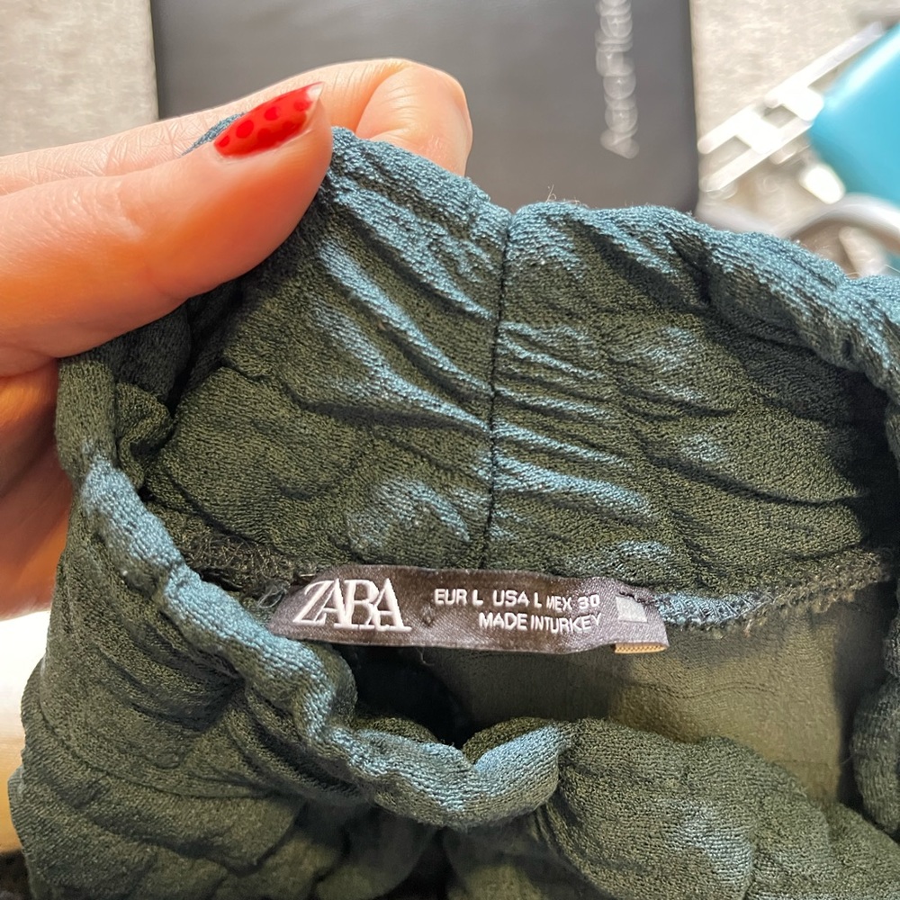 Zara Quilted Teal Top-Large worn Once - Picture 4 of 4